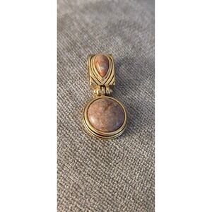 Lia Sophia "Hazelnut" Slide Pendant Genuine Jasper Goldtone